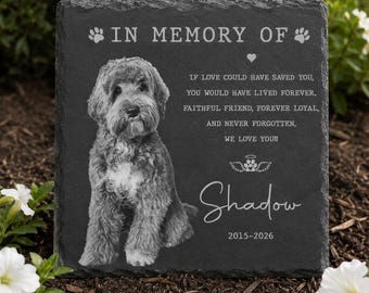 Custom Pet Memorial Garden Stone with Photo, Personalized Pet Name, Printed Memorial Stone, Pet Loss Grave Marker, Pet Sympathy Gift,