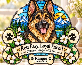 Personalized Pet Photo Portrait Memorial Ornament, Custom Dog Stained Glass Style Acrylic Ornament, Custom Dog Ornament, Pet Loss Keepsake