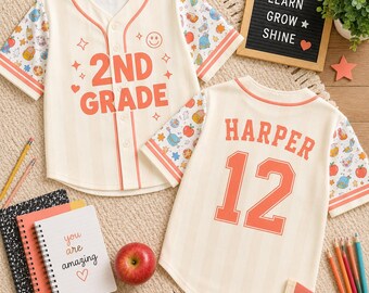 Custom Kid Baseball Jersey, Personalized Teacher Baseball Jersey, Custom Grade Jersey, School Spirit Shirt, Back to School Gift for Kids