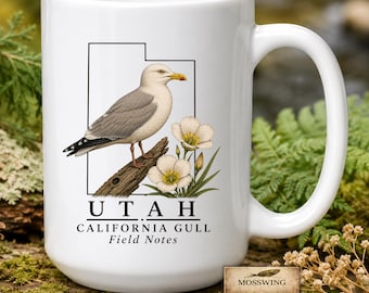 Utah California Gull Ceramic Mug | Sego Lily | Naturalist Gift