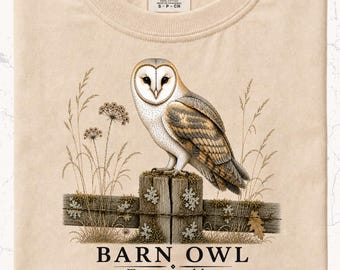 Barn Owl Shirt | Vintage Naturalist Art | Birdwatcher Gift