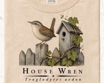 House Wren Shirt | Woodland Songbird Art | Backyard Birder Gift