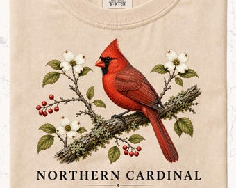 Northern Cardinal T-Shirt | Vintage Bird Illustration, Cardinalis Cardinalis Art