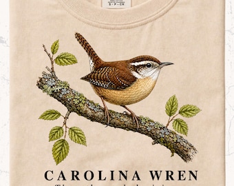 Carolina Wren Shirt, Vintage Botanical Illustration, Graphic Bird Tee