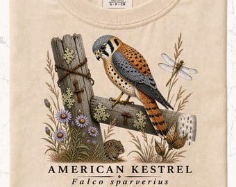 American Kestrel Shirt | Falcon Wildlife Illustration | Falconer Gift