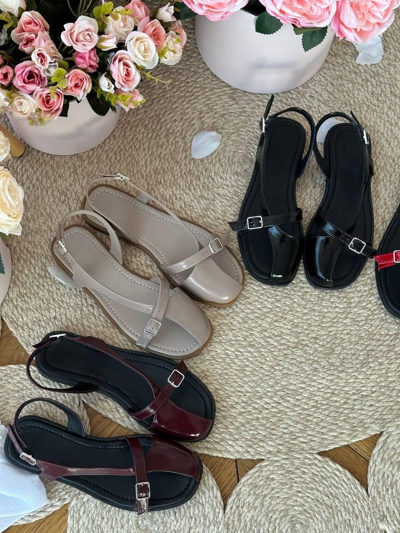 Women leather sandals handmade minimalist summer sandals multiple colors available