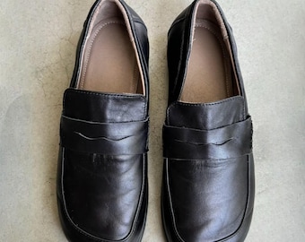 Women’s Leather & Suede Loafers, Handmade Anatomical Flats, Square Toe Wide Fit Shoes, Comfortable Slip On, Custom Color Options