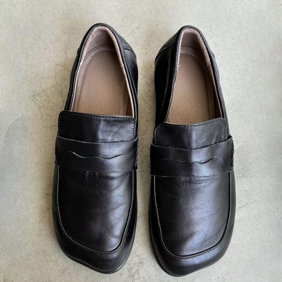 Women’s Leather & Suede Loafers, Handmade Anatomical Flats, Square Toe Wide Fit Shoes, Comfortable Slip On, Custom Color Options