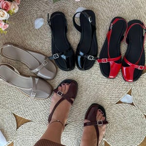 Minimalist leather sandals women comfortable summer walking sandals handmade footwear