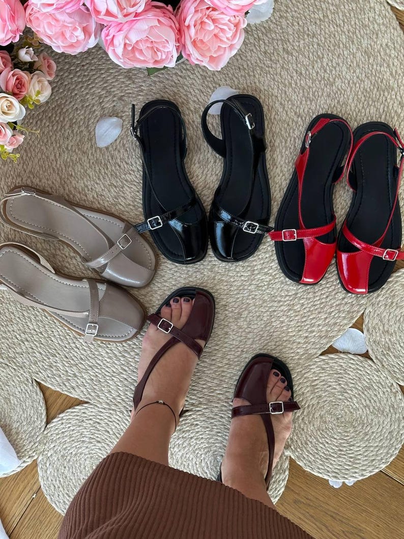 Minimalist leather sandals women comfortable summer walking sandals handmade footwear