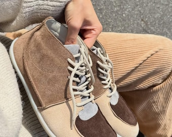 Women’s Barefoot Suede Ankle Boots, Wide Toe Box, Flexible Sole, Handmade Minimalist Shoes