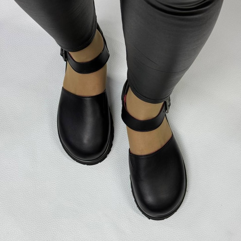 Wide fit leather Mary Jane sandals for women, anatomical barefoot comfort shoes