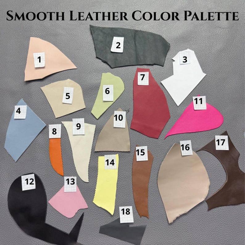 Smooth leather color palette for custom women’s boots with 18 color options