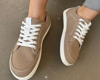 Vegan Hemp Canvas Sneakers, Eco Friendly Barefoot Shoes for Women & Men, Breathable Linen Lining, Flexible Sole, Ethical Vegan Shoes