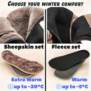 Winter lining options for barefoot boots – sheepskin extra warm or fleece warm