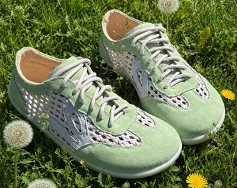 Barefoot Summer Sneakers Women, Wide Toe Box Leather Shoes