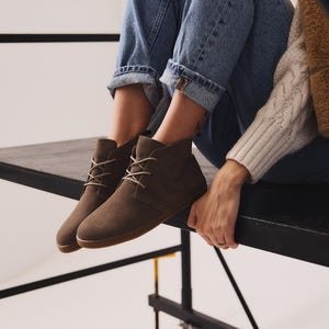 Side view of barefoot ankle boots – handmade suede zero drop design