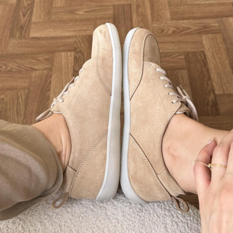 Wide toe box suede sneakers for healthy feet – unisex leather shoes for walking, travel, and daily wear