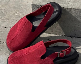 Barefoot Clogs Women, Wide Toe Box Shoes, Anatomical Footbed, Slingback Mules, Comfort Shoes, Handmade Leather Clogs