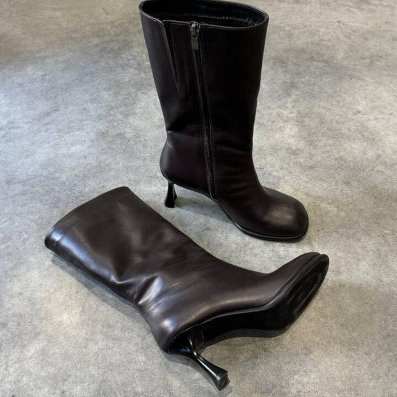 Women leather ankle boots with kitten heel, custom made elegant footwear