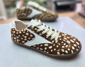 Barefoot Sneakers Women, Barefoot Shoes, Wide Toe Box, Hair On Leather Sneakers, Zero Drop Shoes, Handmade Leather Shoes