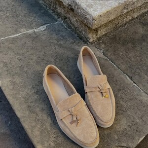 Handmade Suede Loafers for Women, Wide Fit Comfort Shoes, Italian Style Flats, Casual Slip On Shoes, Soft Leather Lined Loafers image 9