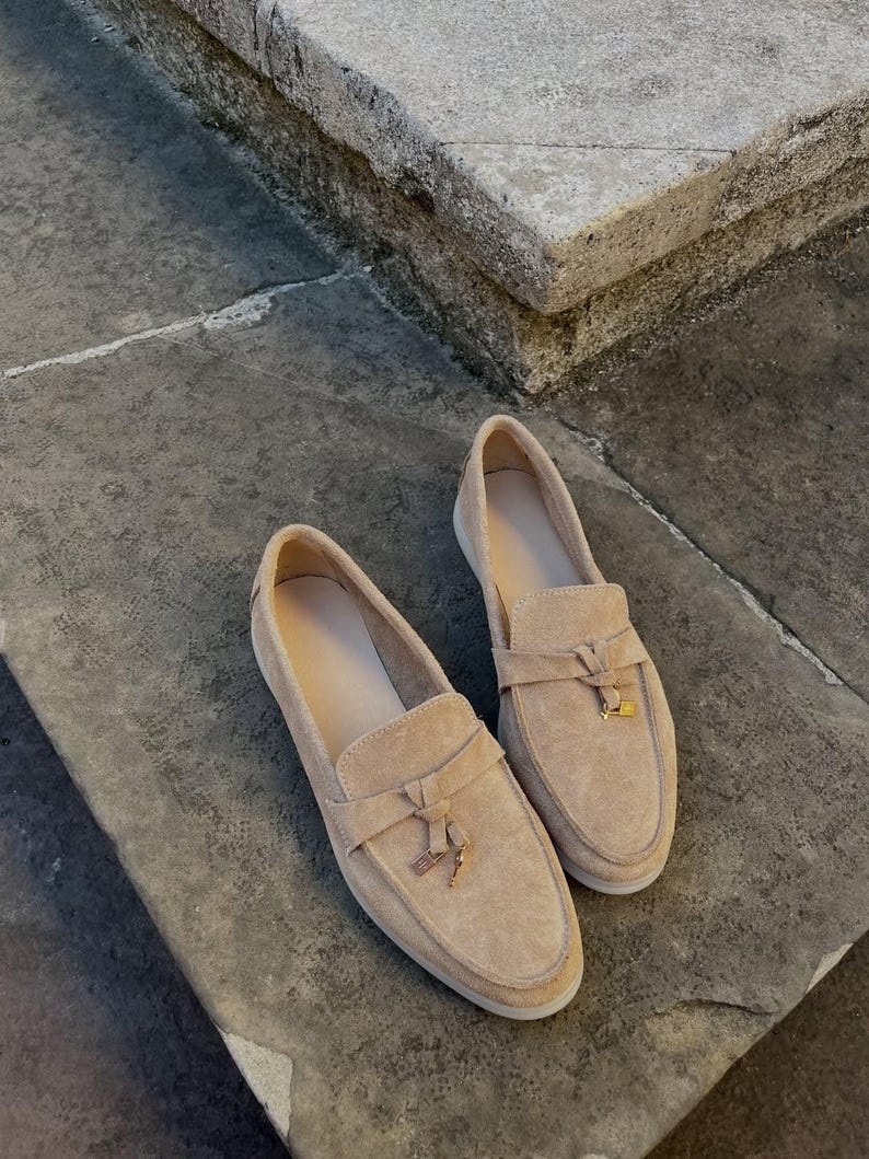 Handmade Suede Loafers for Women, Wide Fit Comfort Shoes, Italian Style Flats, Casual Slip On Shoes, Soft Leather Lined Loafers image 9