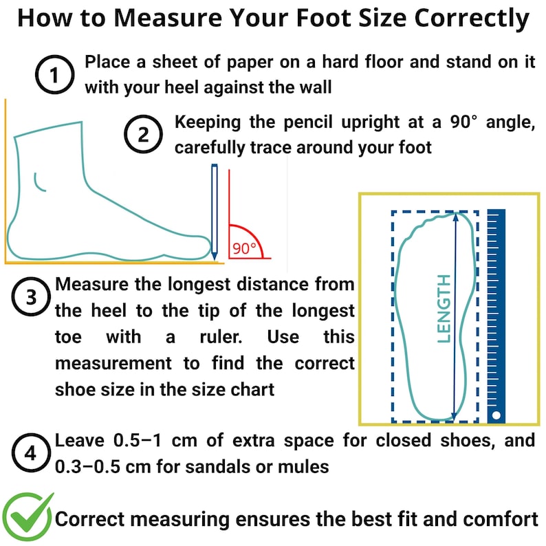 How to measure foot size correctly for handmade shoes – foot length guide