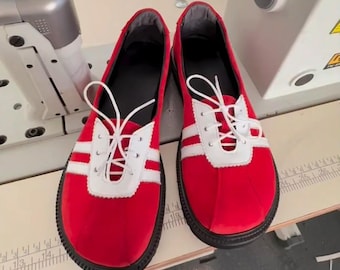 Women’s Barefoot Leather Ballet Flats, Anatomical Wide Toe Box Lace-Up Shoes, Custom Color