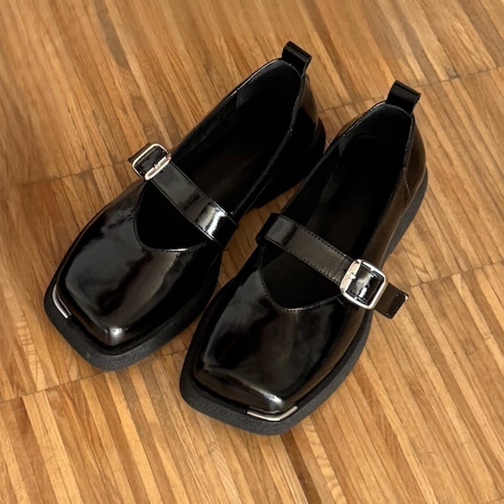 Square Toe Mary Jane Flats for Women Handmade Suede Leather Shoes Custom Color Minimalist Comfortable Daily Wear