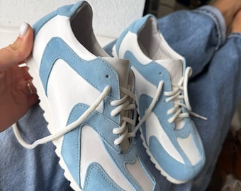 Handmade Leather Suede Anatomical Sneakers: Custom Comfort Walking Shoes