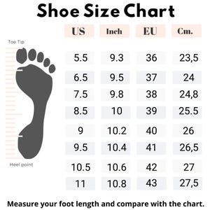 Shoe size chart for barefoot boots – US, EU, inch and cm conversions