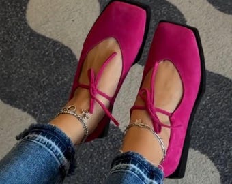 Bailarinas cómodas para mujer, zapatos Mary Jane de punta ancha, bailarinas minimalistas de piel suave, zapatos hechos a mano para el día a día.