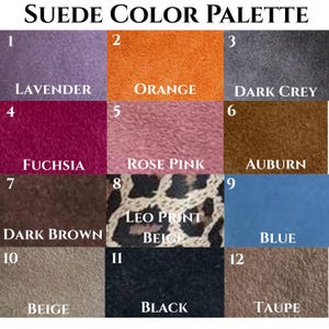 Suede color palette for custom handmade shoes – 12 suede color options