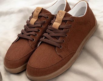 Eco Vegan Hemp Sneakers, Handmade Barefoot Shoes, Breathable Linen Fabric, Flexible Rubber Sole, Ethical Footwear