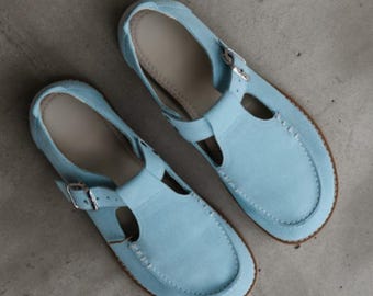 Barfuß Mary Jane Schuhe Frauen, breite Toe Box Leder Wohnungen, Minimalist Zero Drop Schuhe, handgefertigte Barfuß Wohnungen, bequeme Sommerschuhe