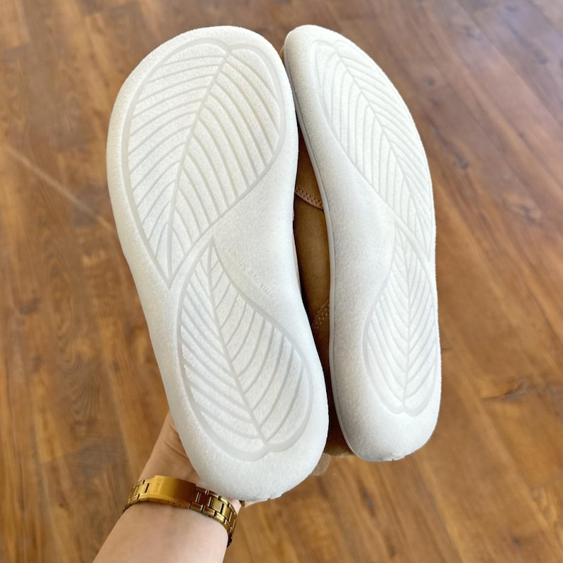 Comfortable suede leather sneakers with wide fit and lace-up closure – barefoot style casual unisex shoes