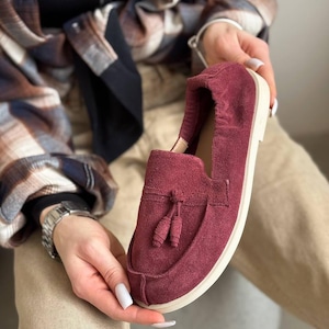 Handmade Suede Loafers: Leather-Lined Tassel Slip-Ons