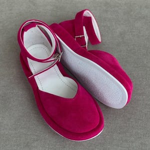 Handmade suede ankle strap sandals for women, minimalist summer flat sandals in custom color