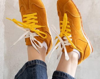 Leather Sneakers Women, Handmade Leather Sneakers, Casual Walking Shoes, Lightweight Lace Up Sneakers, Custom Color Shoes