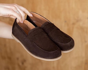 Wide Toe Box Barefoot Loafers for Women, Anatomical Leather Walking Shoes