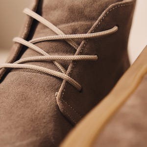 Lace-up suede barefoot boots with wide toe box design