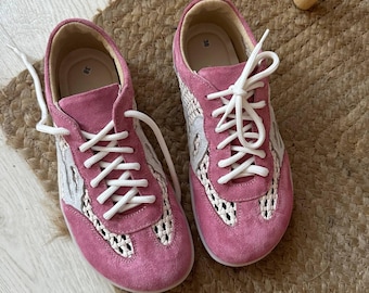 Wide Toe Box Barefoot Sneakers Women, Leather Barefoot Shoes, Zero Drop Walking Sneakers, Anatomical Shoes