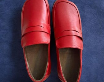 Women Square Toe Flats, Handmade Leather Loafers with Custom Color Options,Comfortable Loafers, Custom Women’s Slip-On Square Toe Flats