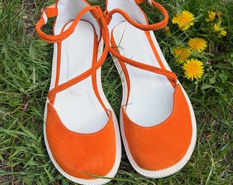 Barefoot Leather Sandals for Women, Anatomical Flat Sandals, Wide Fit Summer Shoes, Handmade Custom Color Sandals