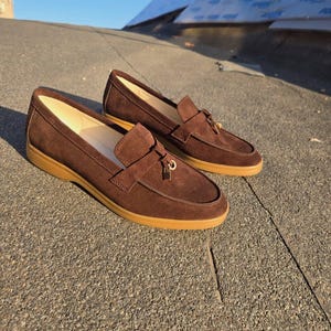 Handmade Suede Loafers for Women, Wide Fit Comfort Shoes, Italian Style Flats, Casual Slip On Shoes, Soft Leather Lined Loafers image 8