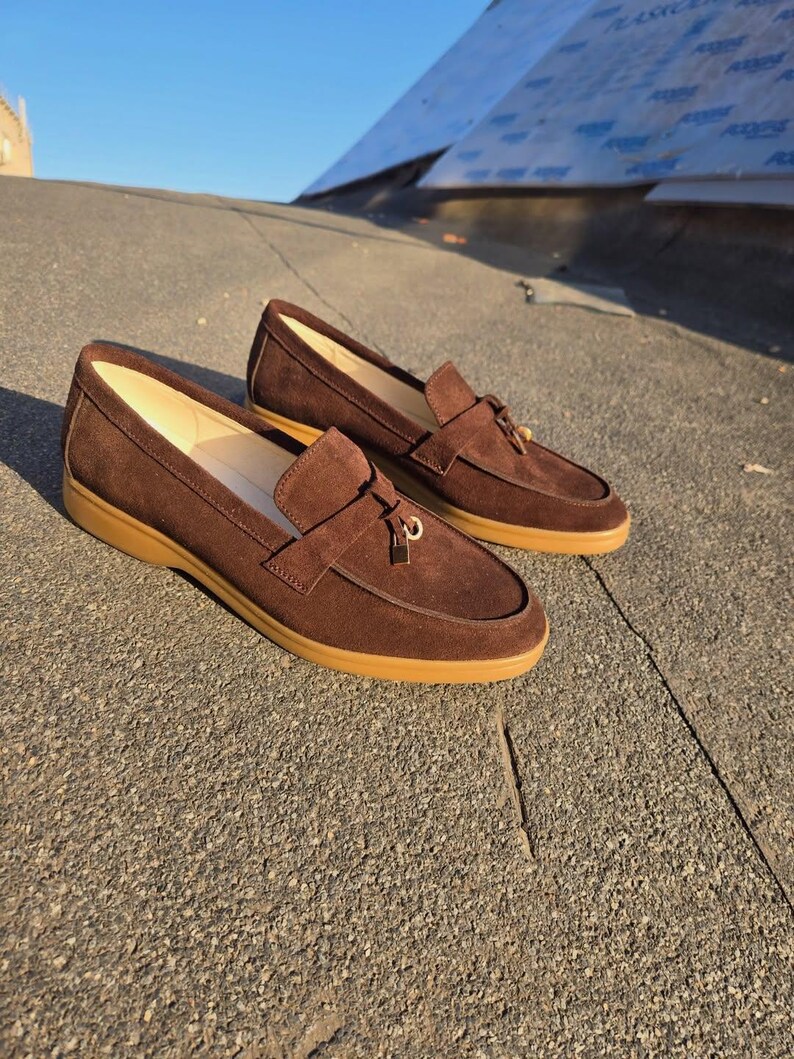 Handmade Suede Loafers for Women, Wide Fit Comfort Shoes, Italian Style Flats, Casual Slip On Shoes, Soft Leather Lined Loafers image 8