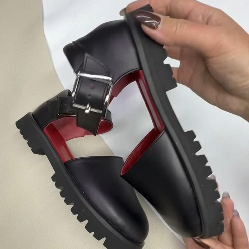 Adjustable strap Mary Jane sandals wide fit, handmade leather comfort sandals