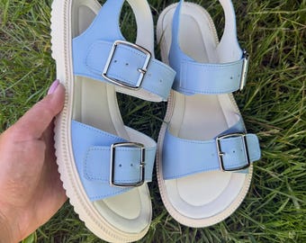 Wide Toe Box Sandals Women Anatomical Leather Summer Buckle Shoes