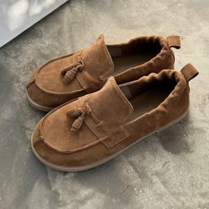 Handmade Suede Tassel Loafers: Anatomical Leather-Lined Slip-Ons